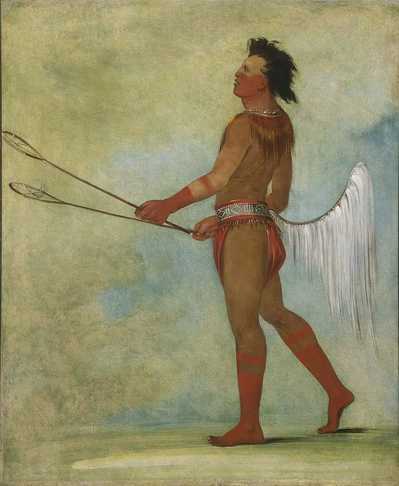Tul-lock-chísh-ko, pije sok z kamienia, w stroju gracza w piłkę - George Catlin