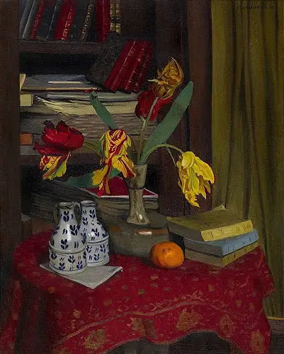 Papugi tulipanowe, tło biblioteczne - Félix Vallotton