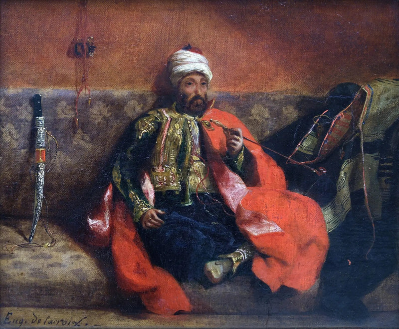 Palący turek, siedzący na kanapie - Eugène Delacroix
