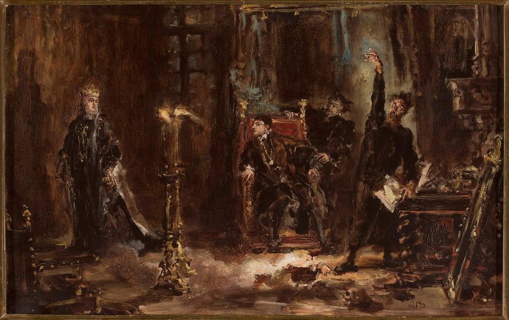 Twardowski invoquant l’esprit de Barbara pour Sigismond Auguste croquis - Jan Matejko - Alpha Reproduction