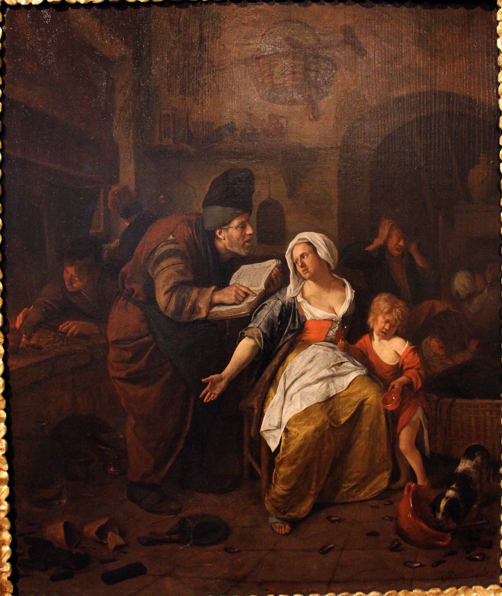 Un alchimiste et sa famille - Jan Steen image 1 reproduction artisanale de tableau