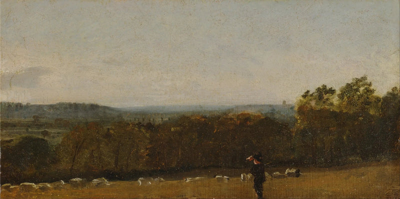 Pasterz na krajobrazie patrzący przez Dedham Vale w kierunku Langham - John Constable