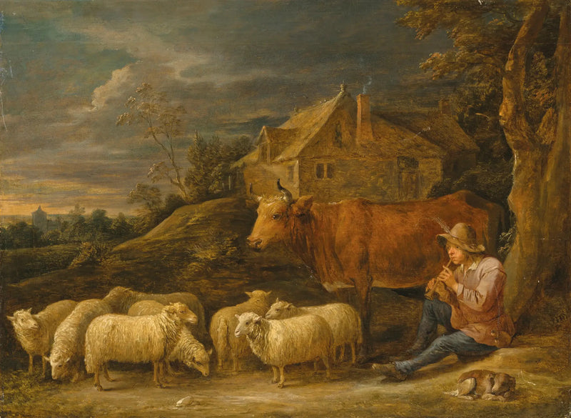 Pasterz grający na flecie dla swojego stada - David Teniers Młodszy