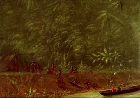 Obozowisko Mura - Szkic łodzi - George Catlin