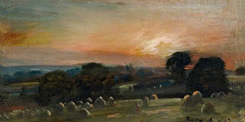 Pole siana w pobliżu East Bergholt o zachodzie słońca - John Constable