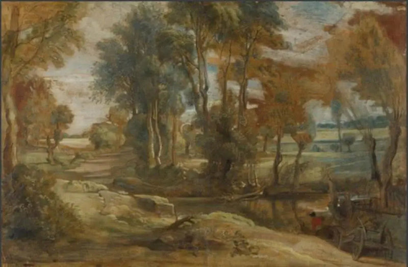 Wózek przechodzący przez strumień na brodzie - Peter Paul Rubens