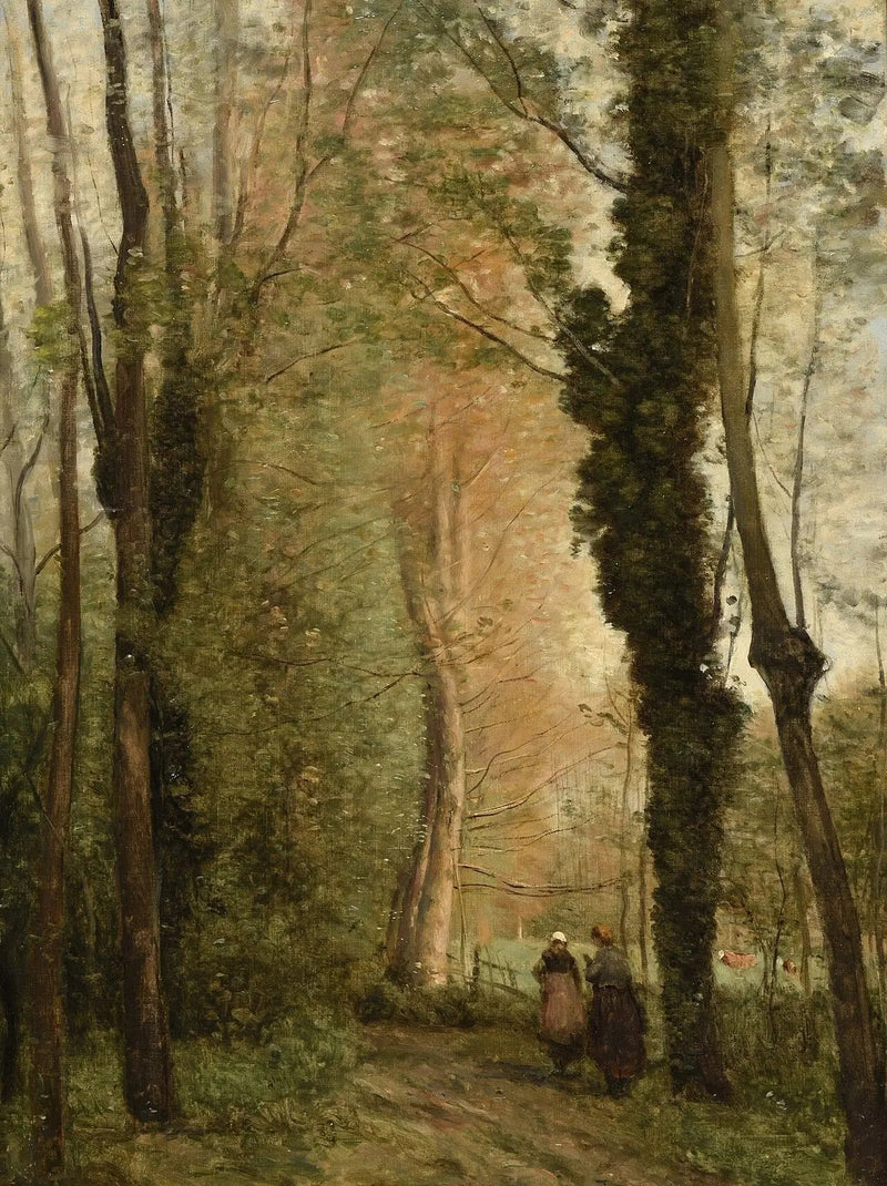 Ścieżka pod drzewami na wiosnę - Jean-Baptiste Camille Corot