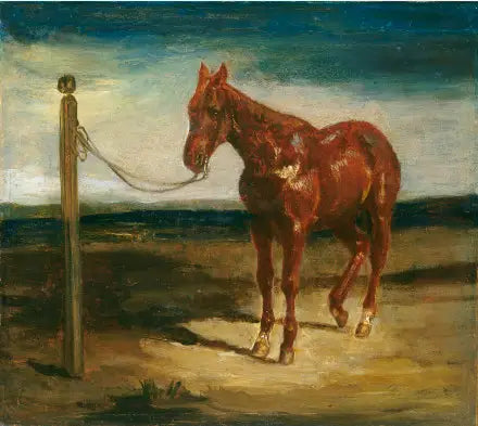 Koń zaprzężony do słupa - Eugène Delacroix