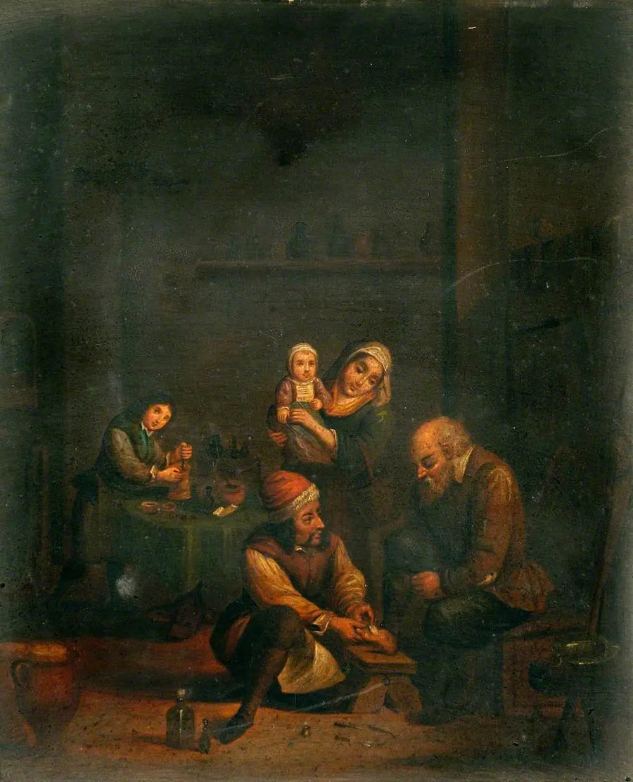 Chirurg leczący stopę mężczyzny oraz trzy inne postacie - David Teniers młodszy