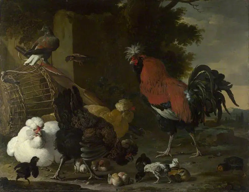 Kogut, kury i pisklęta - Melchior de Hondecoeter
