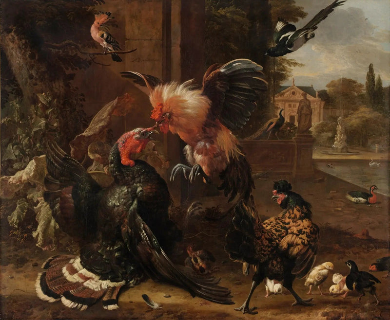 Kogut i indyk walczący - Melchior de Hondecoeter