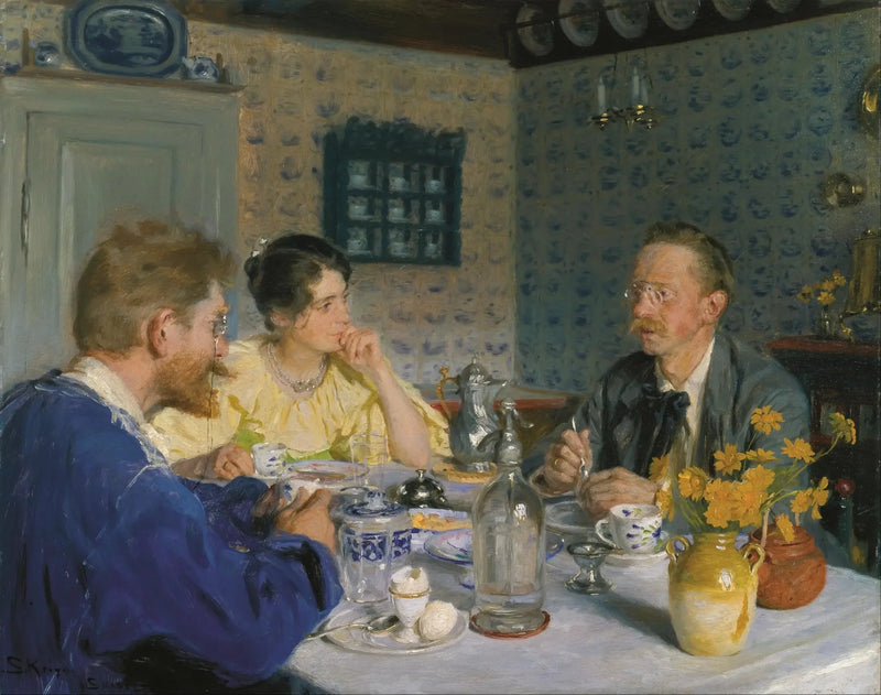 Śniadanie. Artysta, jego żona i pisarz Otto Benzon - Peder Severin Krøyer