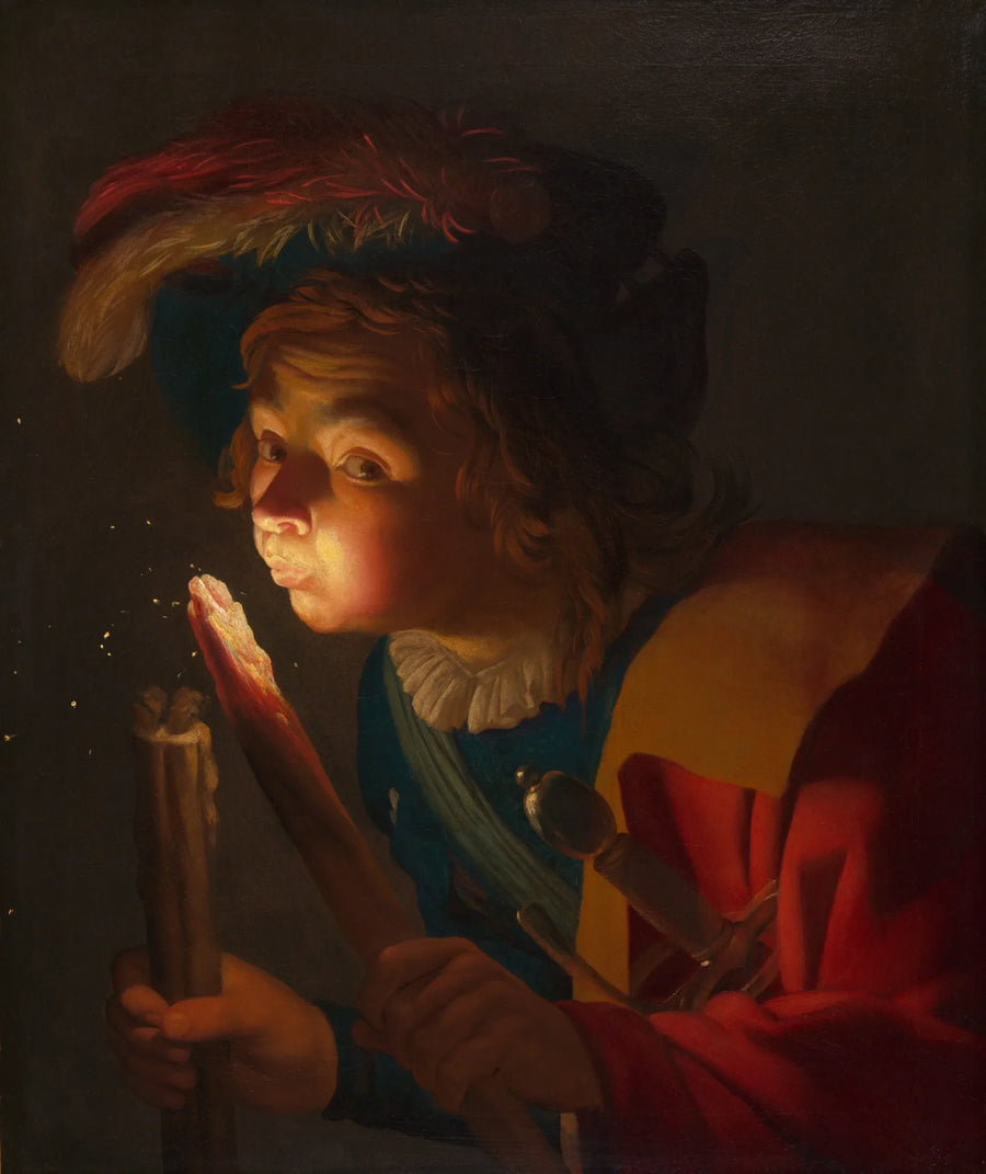 Chłopiec dmuchający w żar - Gerrit van Honthorst