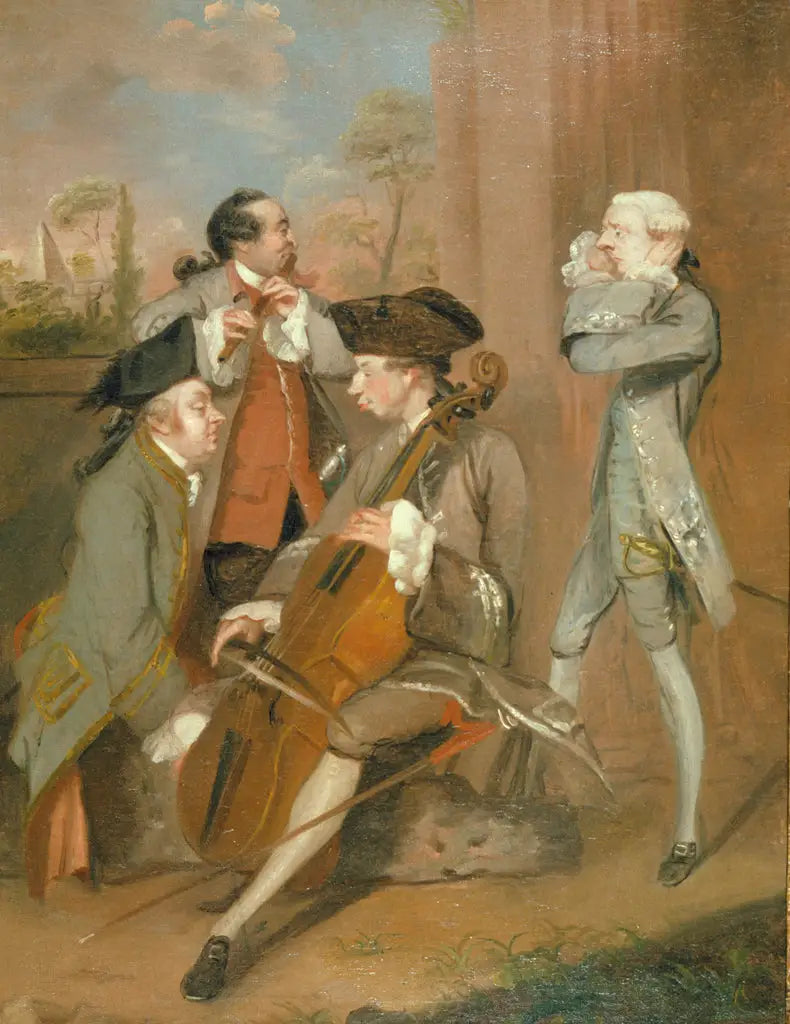 Grupa karykatur: Sir Charles Turner, M. Cook, M. John Woodyeare oraz reverend Dr William Drake - Joshua Reynolds