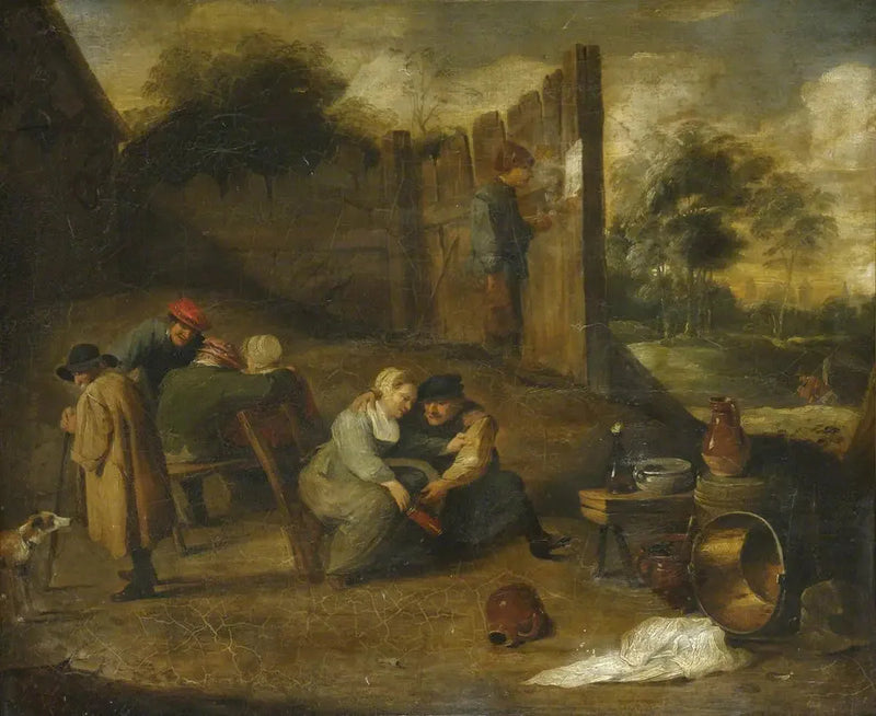 Grupa chłopów przed tawerną - David Teniers Młodszy