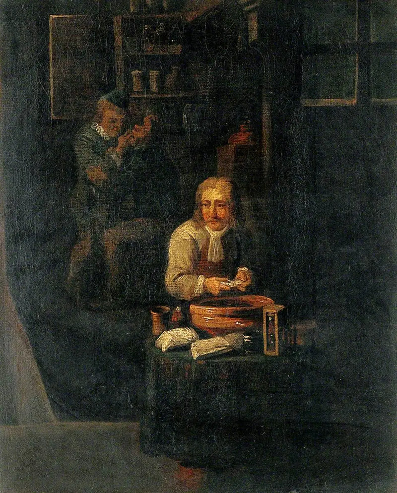 Mężczyzna przygotowujący gips - David Teniers Młodszy