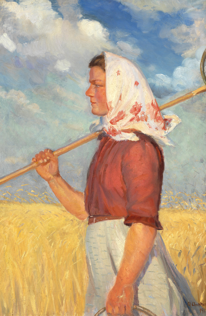 Młody robotnik rolny przed polem kukurydzy - Anna Ancher