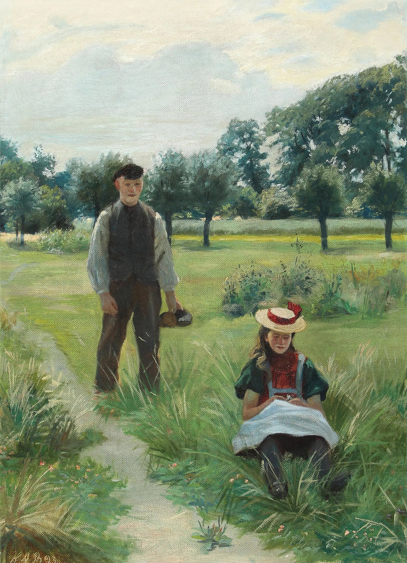 Letni dzień z młodym mężczyzną i kobietą. - H. A. Brendekilde