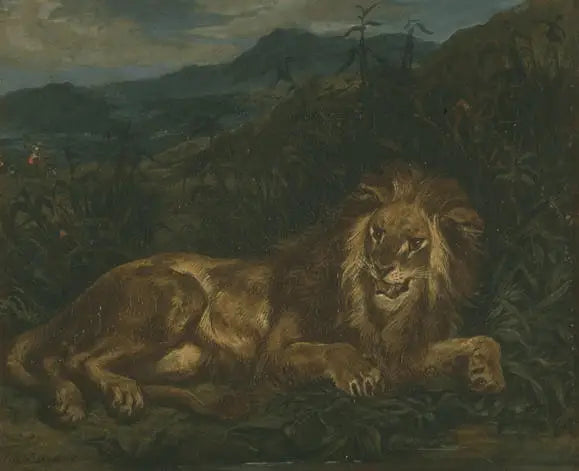 Lew przy źródle - Eugène Delacroix