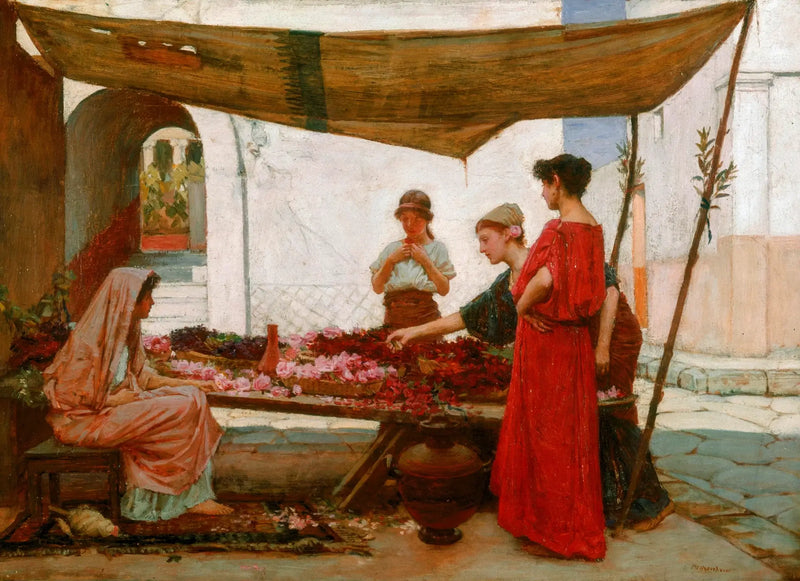 Grecki targ kwiatowy - John William Waterhouse