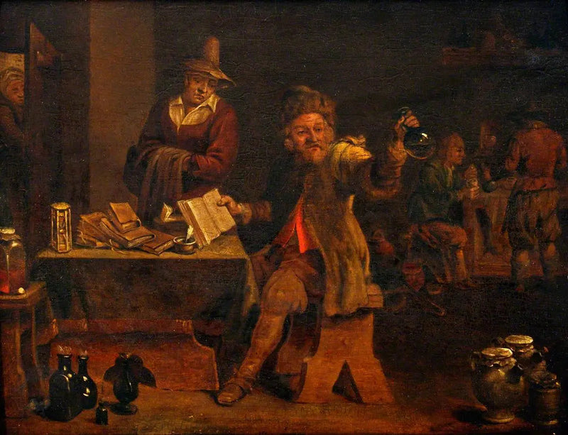 Lekarz badający mocz dostarczony przez pacjentkę - David Teniers młodszy