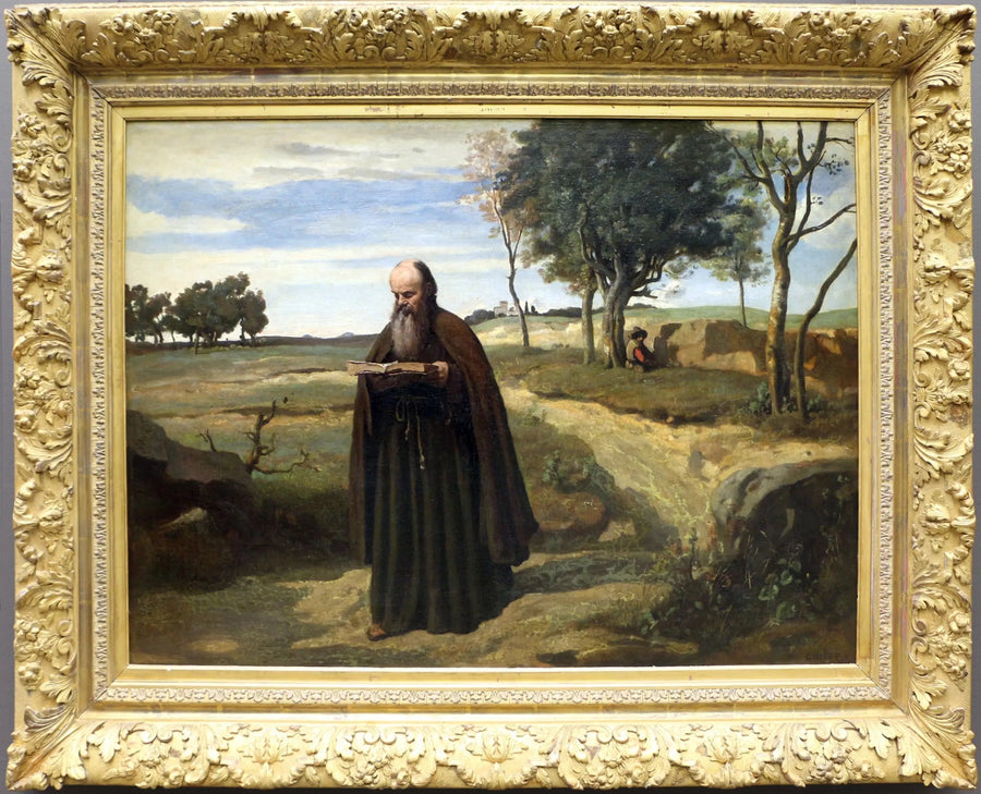 Mnich czytający - Jean-Baptiste Camille Corot