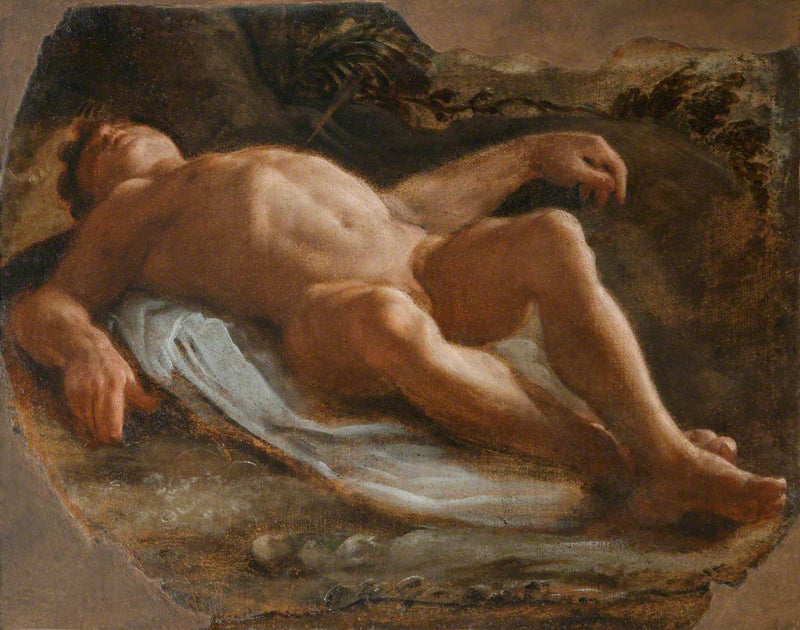 Leżący mężczyzna fragment - Annibale Carracci