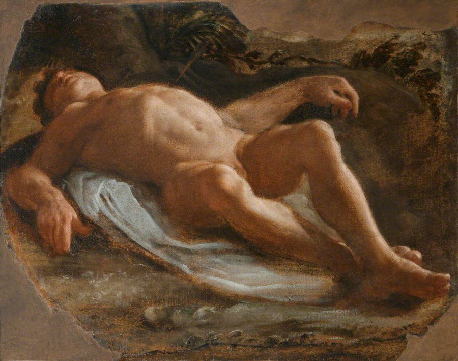 Leżący mężczyzna fragment - Annibale Carracci