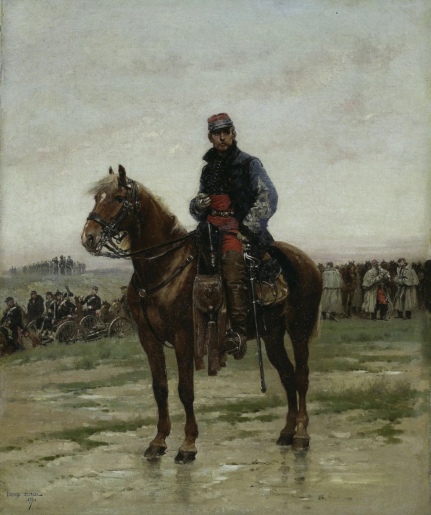 Un officier monté - Édouard Detaille image 1 copie peinte à la main à l’huile
