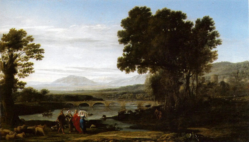 Widok na rzekę z Jakubem, Labanem i jego córkami - Claude Lorrain