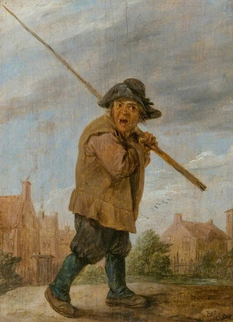 Chłop na roli z słupem - David Teniers młodszy