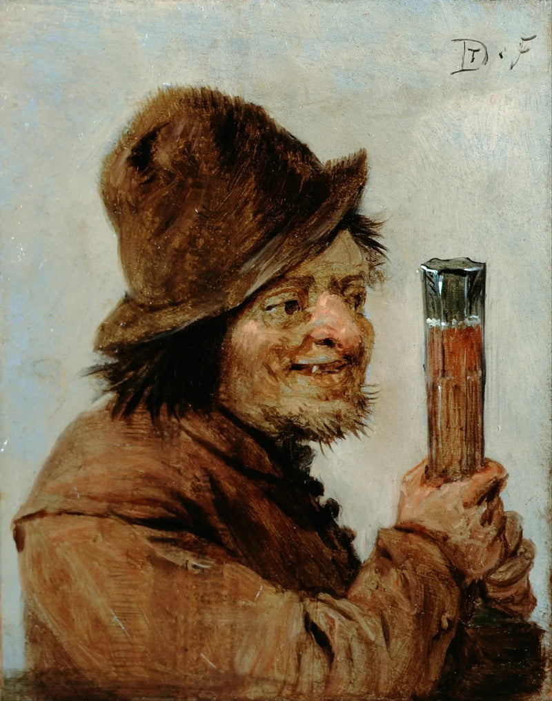 Chłop trzymający szklankę - David Teniers Młodszy