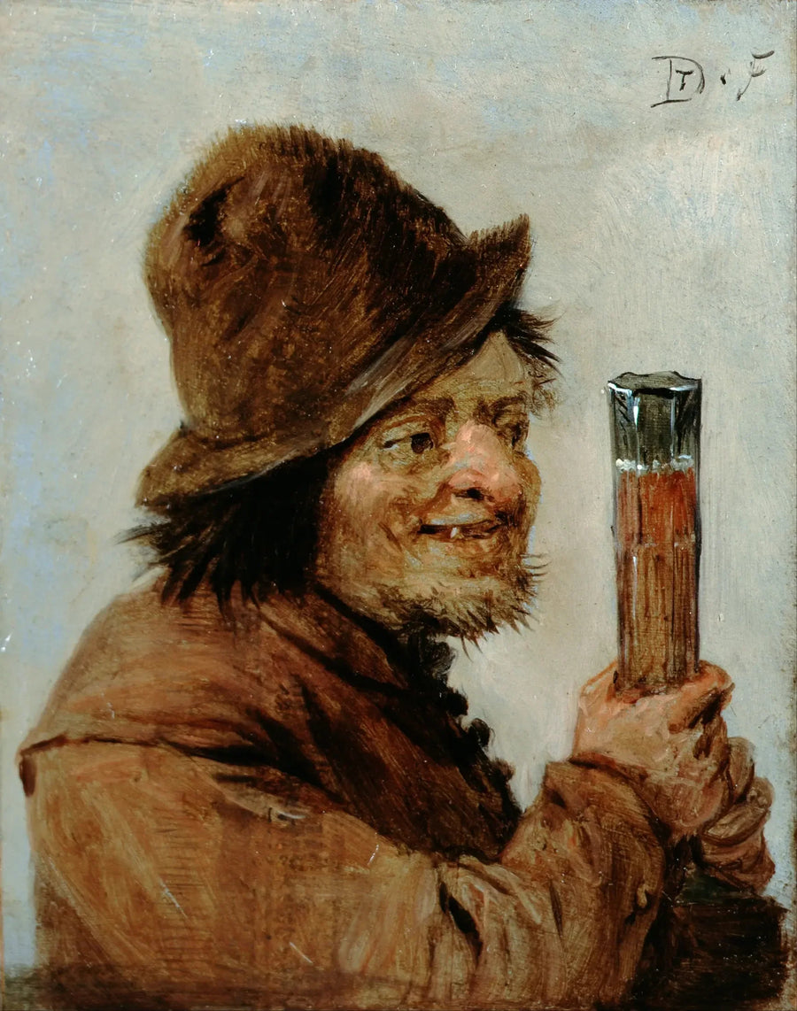 Chłop trzymający szklankę - David Teniers Młodszy
