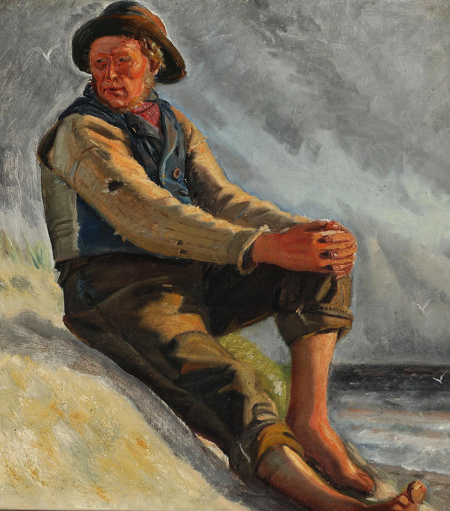 Rybak na plaży. Szkic. - Michael Peter Ancher