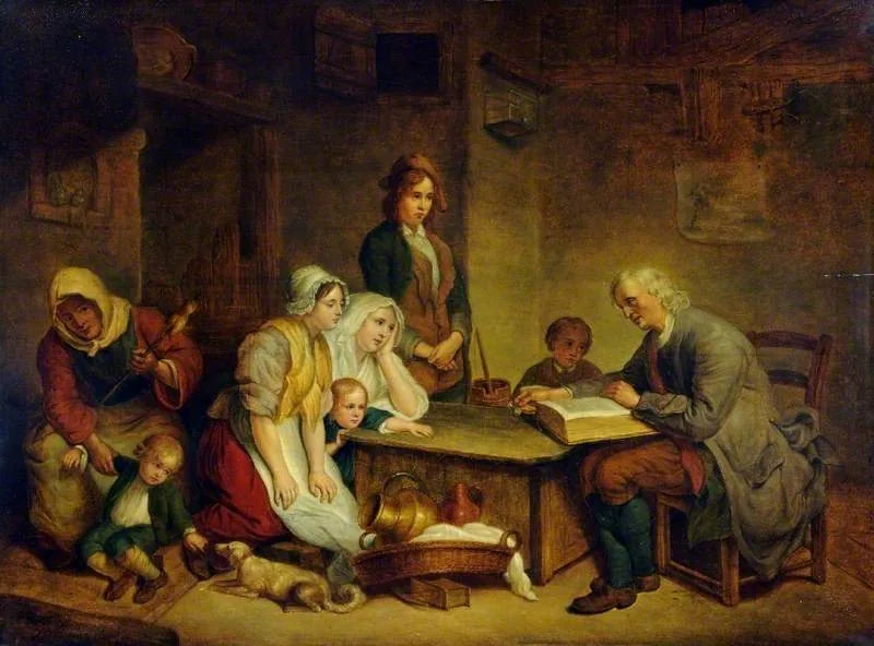 Ojciec czytający Biblię swojej rodzinie - Jean-Baptiste Greuze