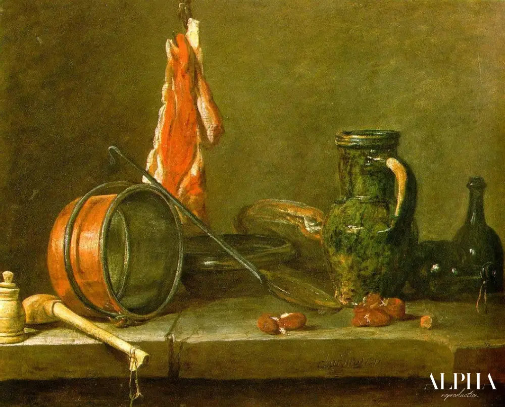 Un régime minceur avec des ustensiles de cuisine - Jean Siméon Chardin - Reproductions de tableaux et peintures haut de gamme