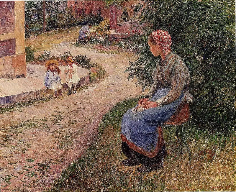 Siedzący służący w ogrodzie Eragny - Camille Pissarro
