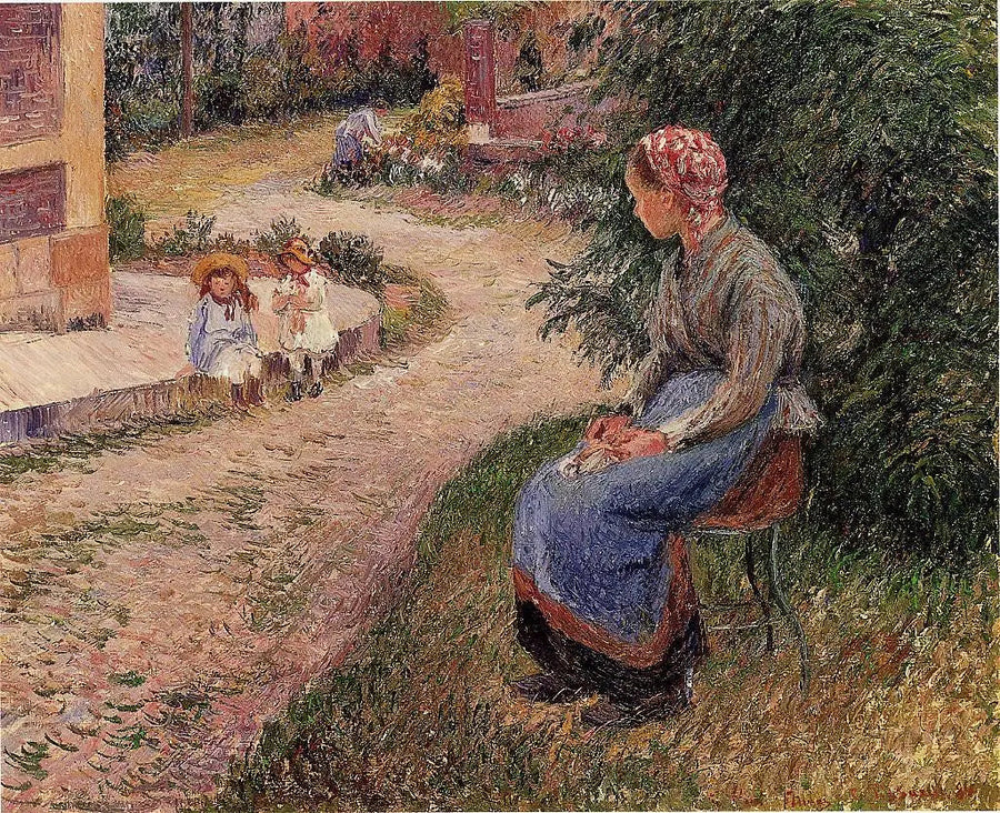 Siedzący służący w ogrodzie Eragny - Camille Pissarro