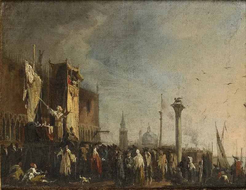 Przedstawienie marionetek na Piazzetta, Wenecja - Canaletto