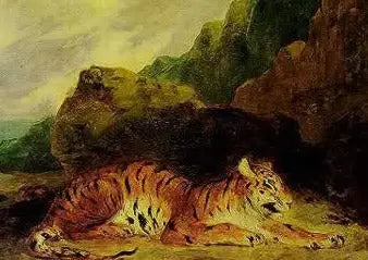 Tygrys blisko swojej nory - Eugène Delacroix