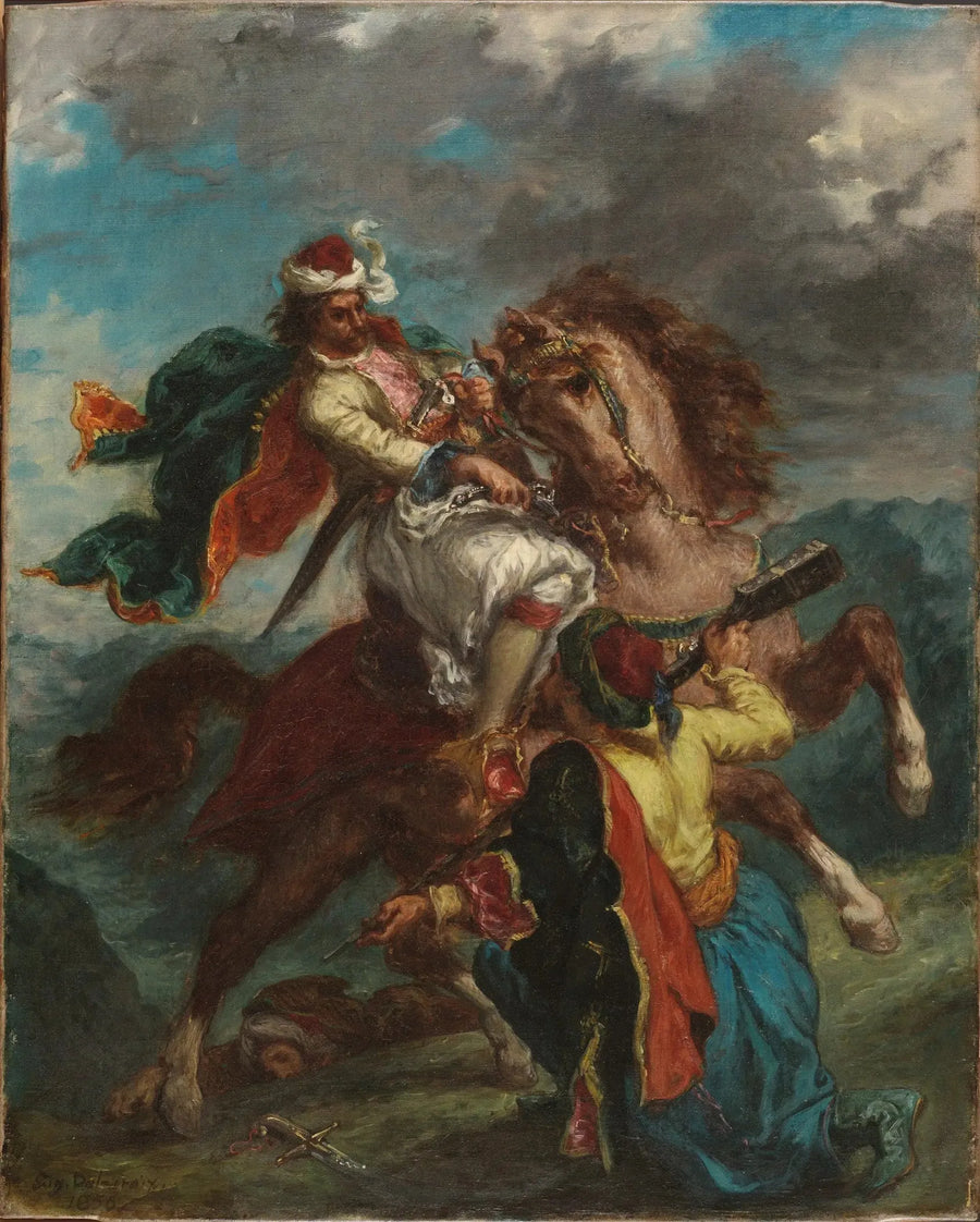 Turek zbliża się do greckiego jeźdźca - Eugène Delacroix