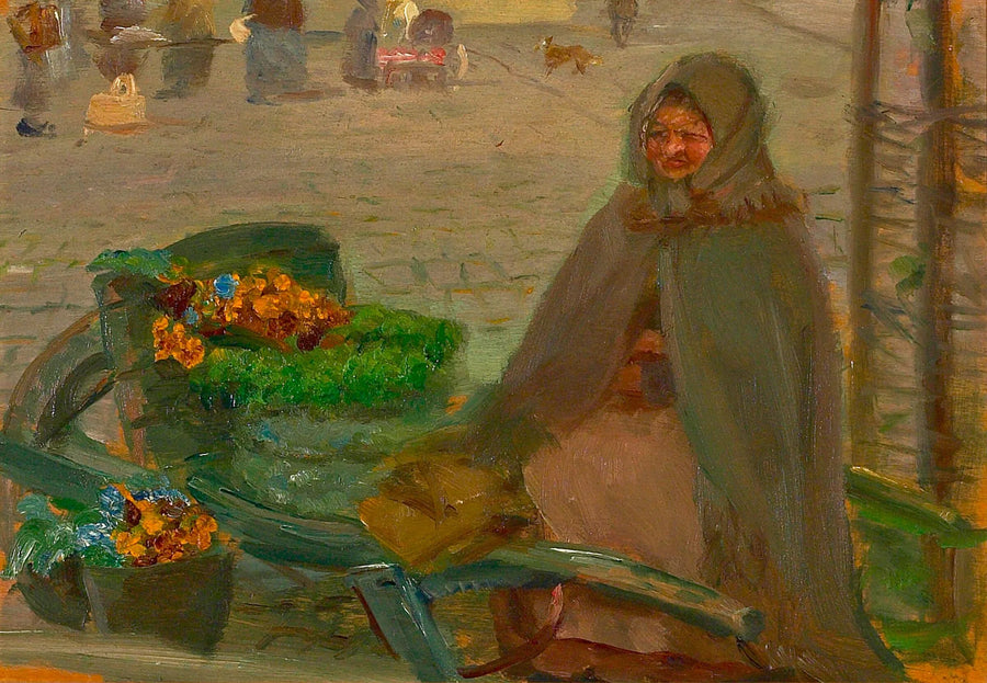Sprzedawca kwiatów z taczką. - Anna Ancher