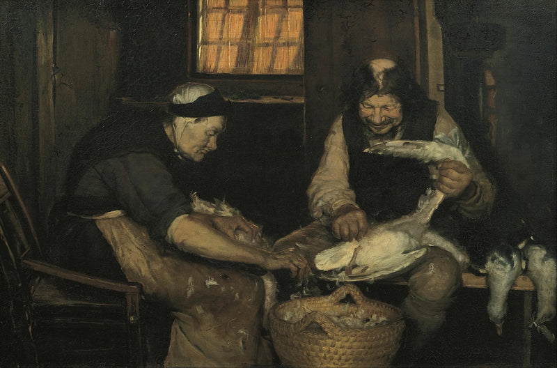 Stara para karmiąca mewy. Lars Gaihede i starsza Lene - Anna Ancher
