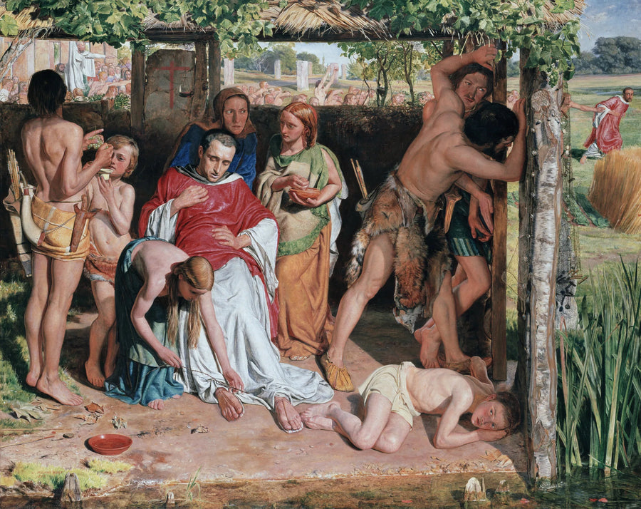 Brytyjska rodzina przyjmuje chrześcijańskiego misjonarza prześladowanego przez druidów - William Holman Hunt