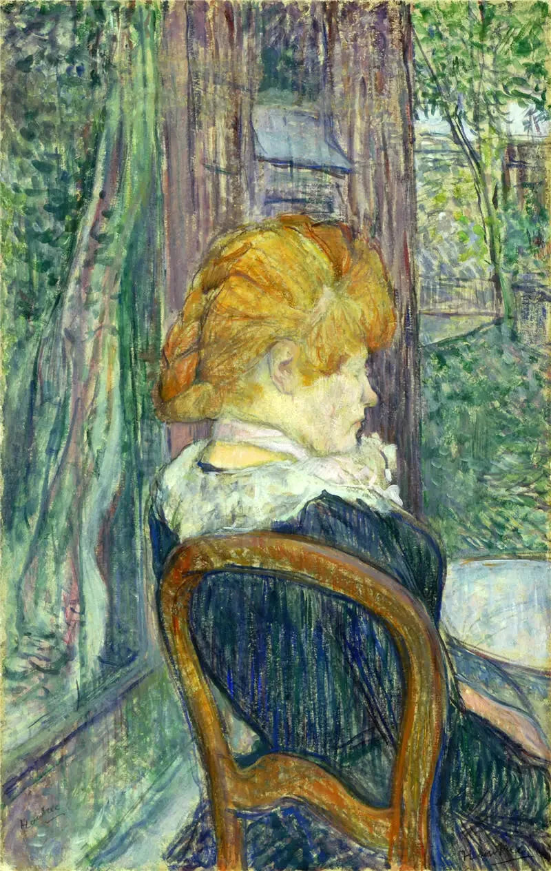 Kobieta siedząca w ogrodzie - Henri de Toulouse-Lautrec