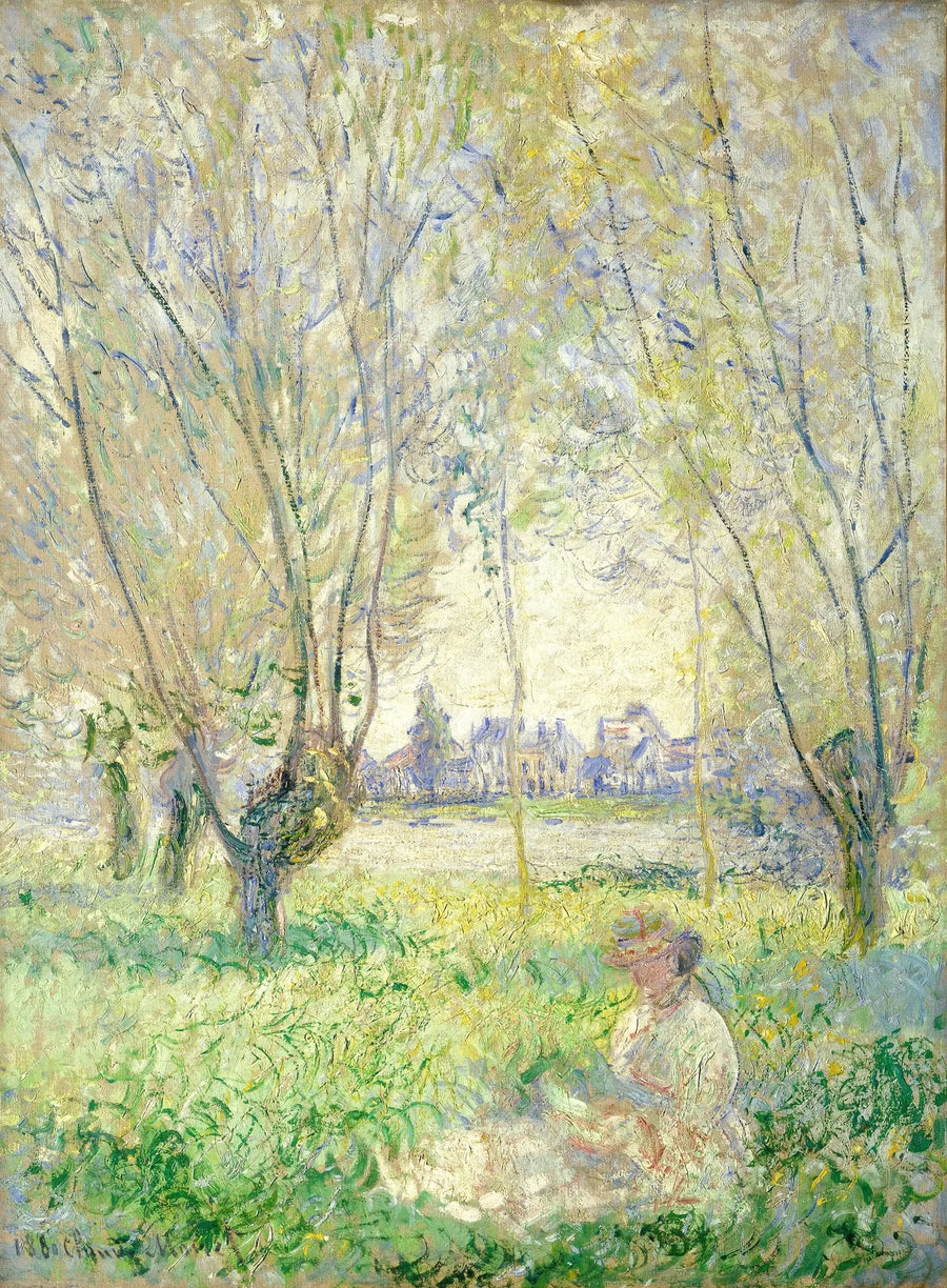 Kobieta siedząca pod wierzbami - Claude Monet