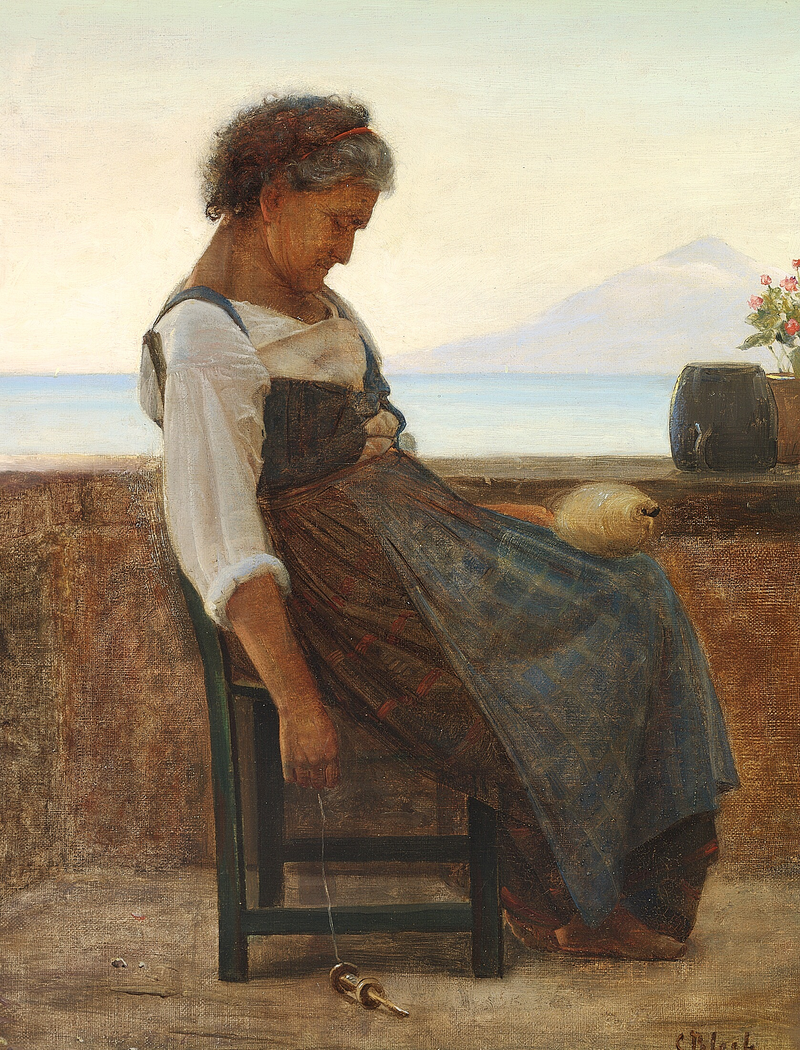 Włoska kobieta robi drzemkę. - Carl Heinrich Bloch