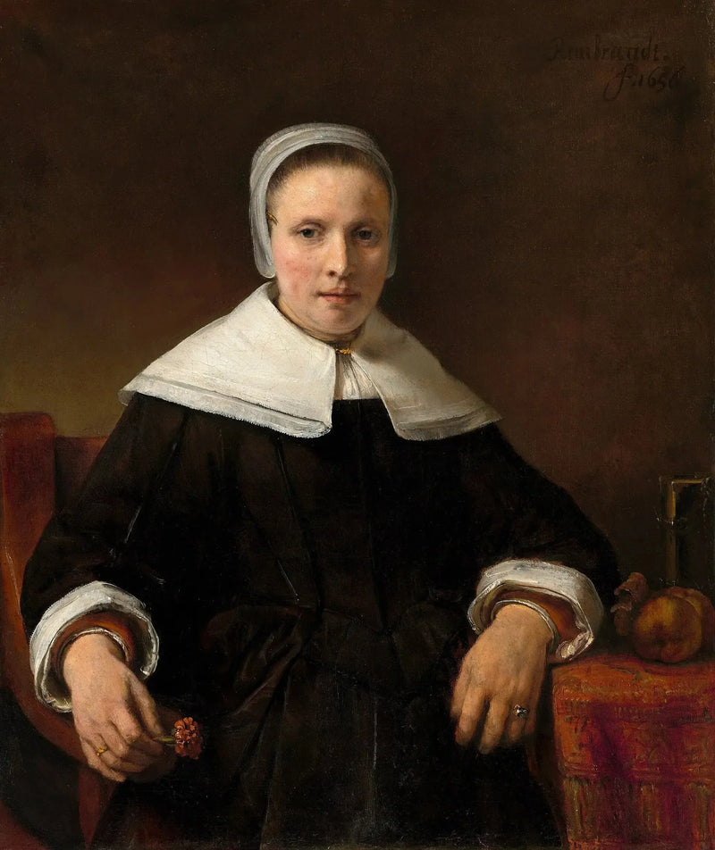 Kobieta trzymająca różę - Rembrandt