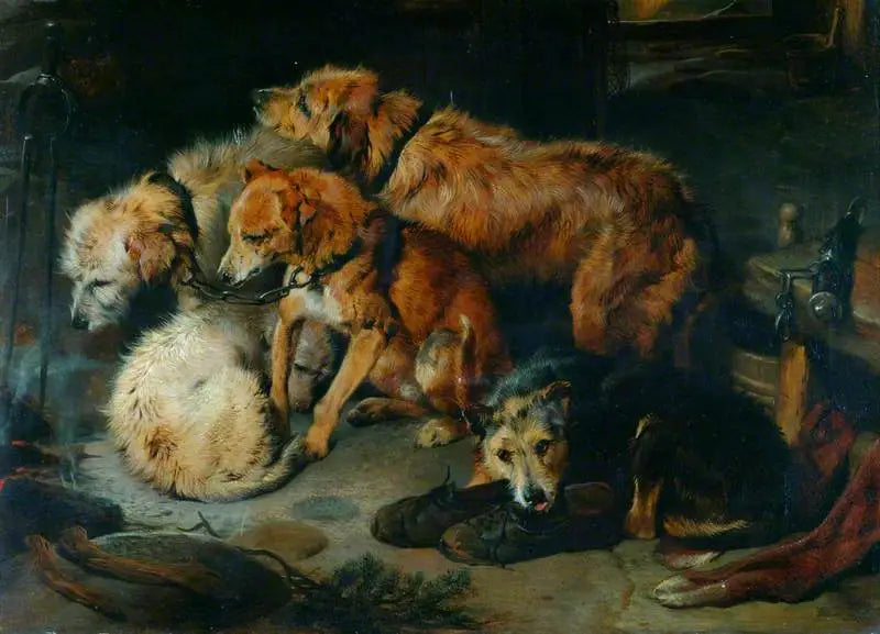 Impreza przy kominku - Edwin Henry Landseer
