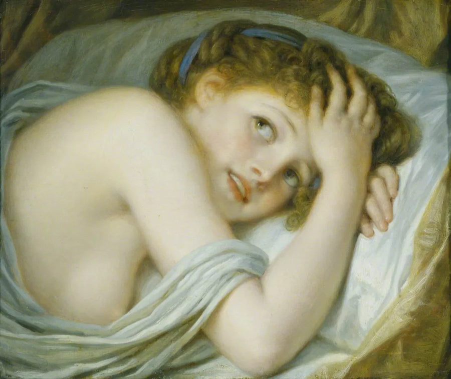 Dziewczyna leżąca w swoim łóżku - Jean-Baptiste Greuze